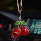 Bling Cherry Car Rear View Mirror Hanging Ornament