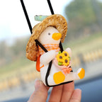 Swinging Duck Sunflower Rear View Mirror Hanging Ornament