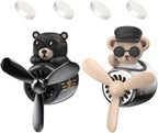 2 Pieces Car Air Fresheners, Cute Bear Pilot Car Diffuser, Propeller Air Outlet Vent Fresheners, Suitable for Automotive Interior Decoration (Bear (A+B))