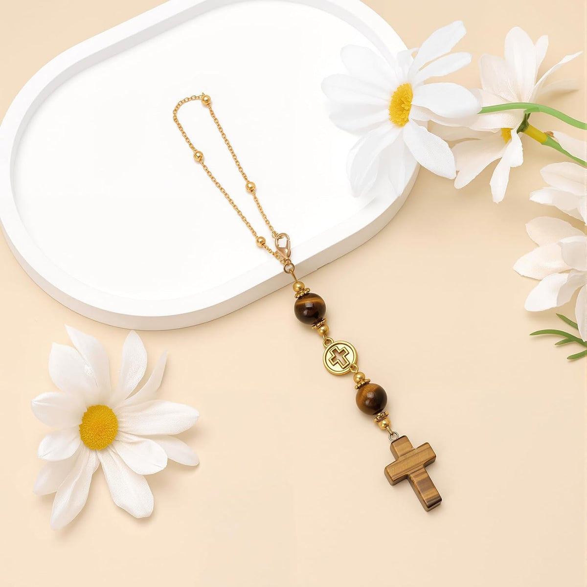 Cross Crystal Rear View Mirror Hanging Ornament