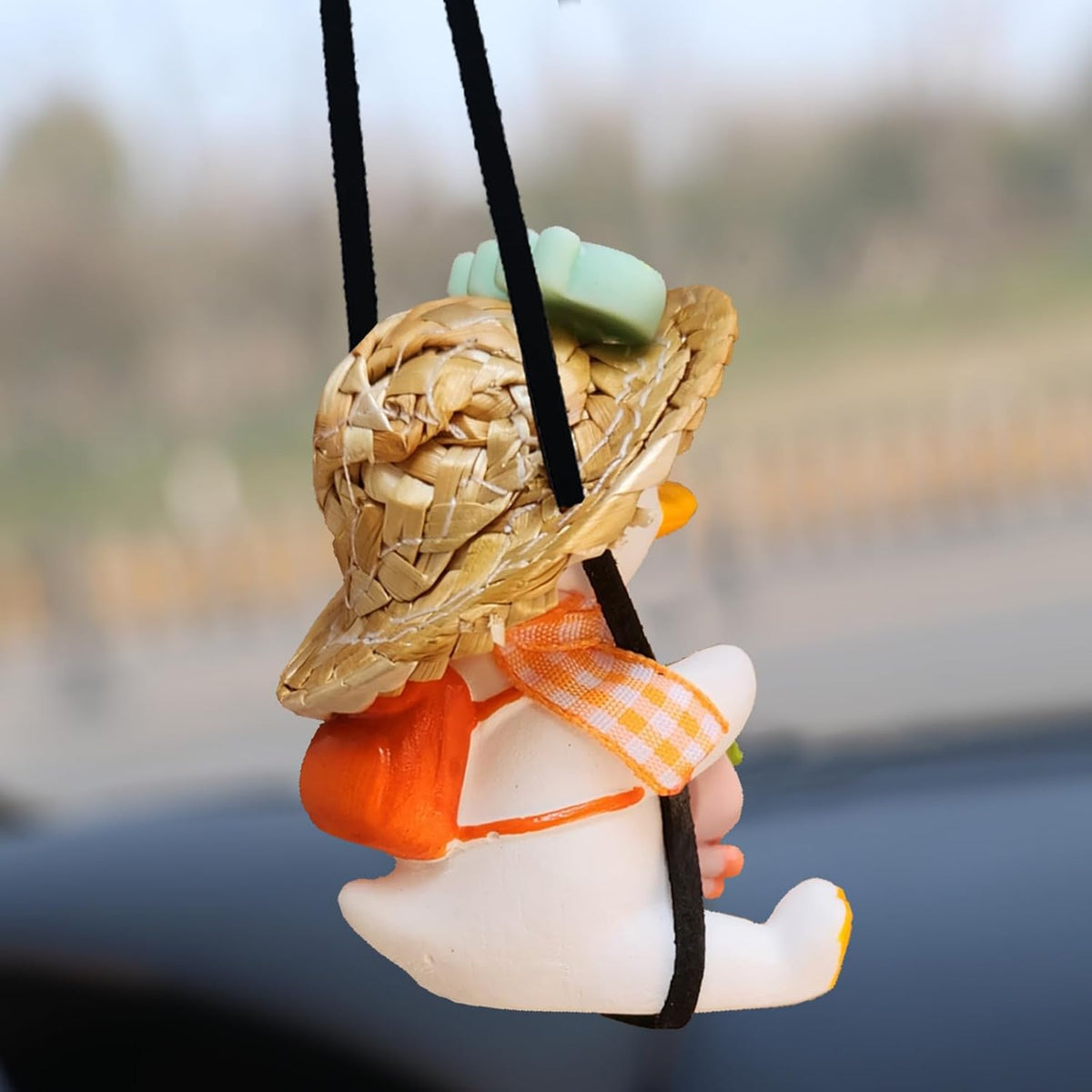 Swinging Duck Sunflower Rear View Mirror Hanging Ornament