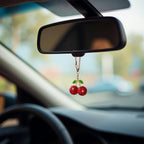 Bling Cherry Car Rear View Mirror Hanging Ornament