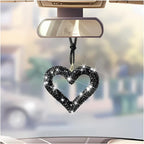 Crystal Rhinestone Heart Rear View Mirror Hanging Ornament