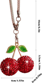 Bling Cherry Car Rear View Mirror Hanging Ornament