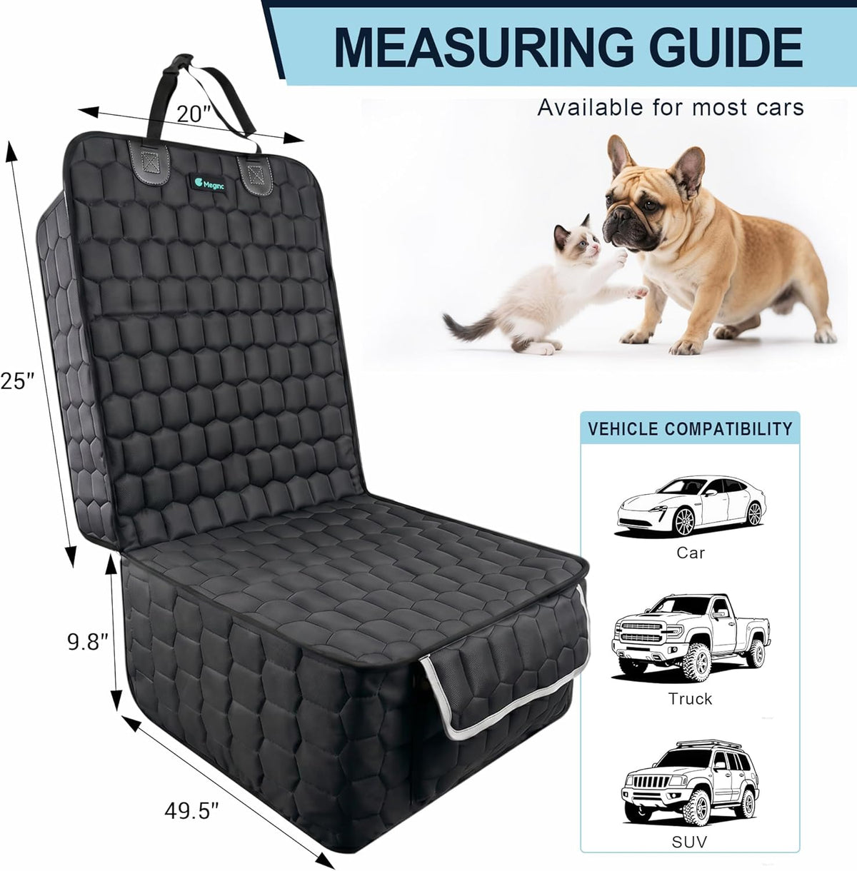 2-Pack Dog Front Seat Covers Waterproof Protectors