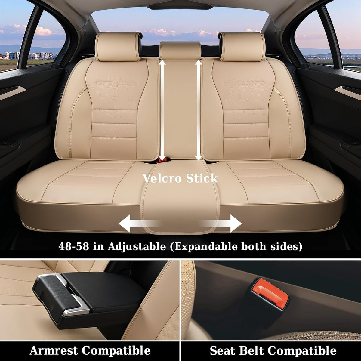 Coverado Nappa Leather Front Seat Covers 2-Pack Waterproof