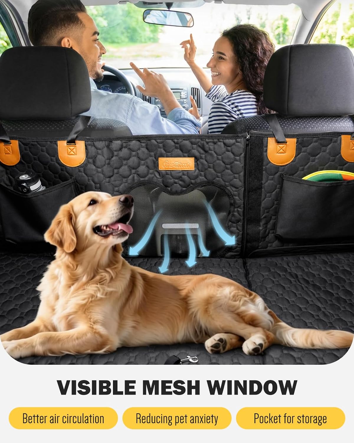 Pawccoli Back Seat Extender for Dogs Waterproof 600D Oxford