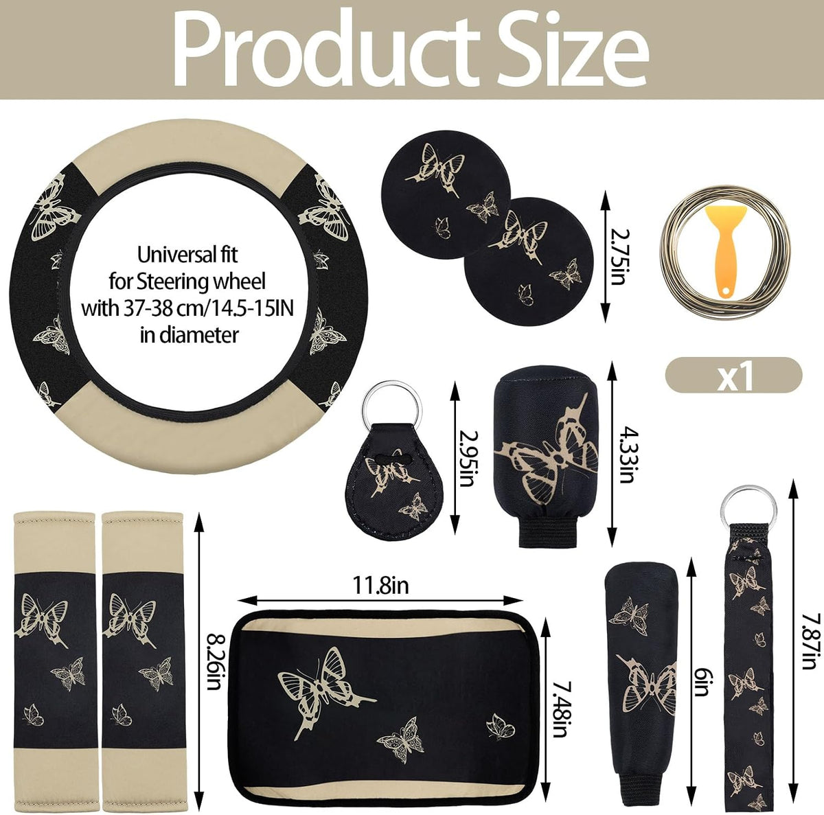 BBTO 43 Pcs Butterfly Car Seat Cover Set Women SUV