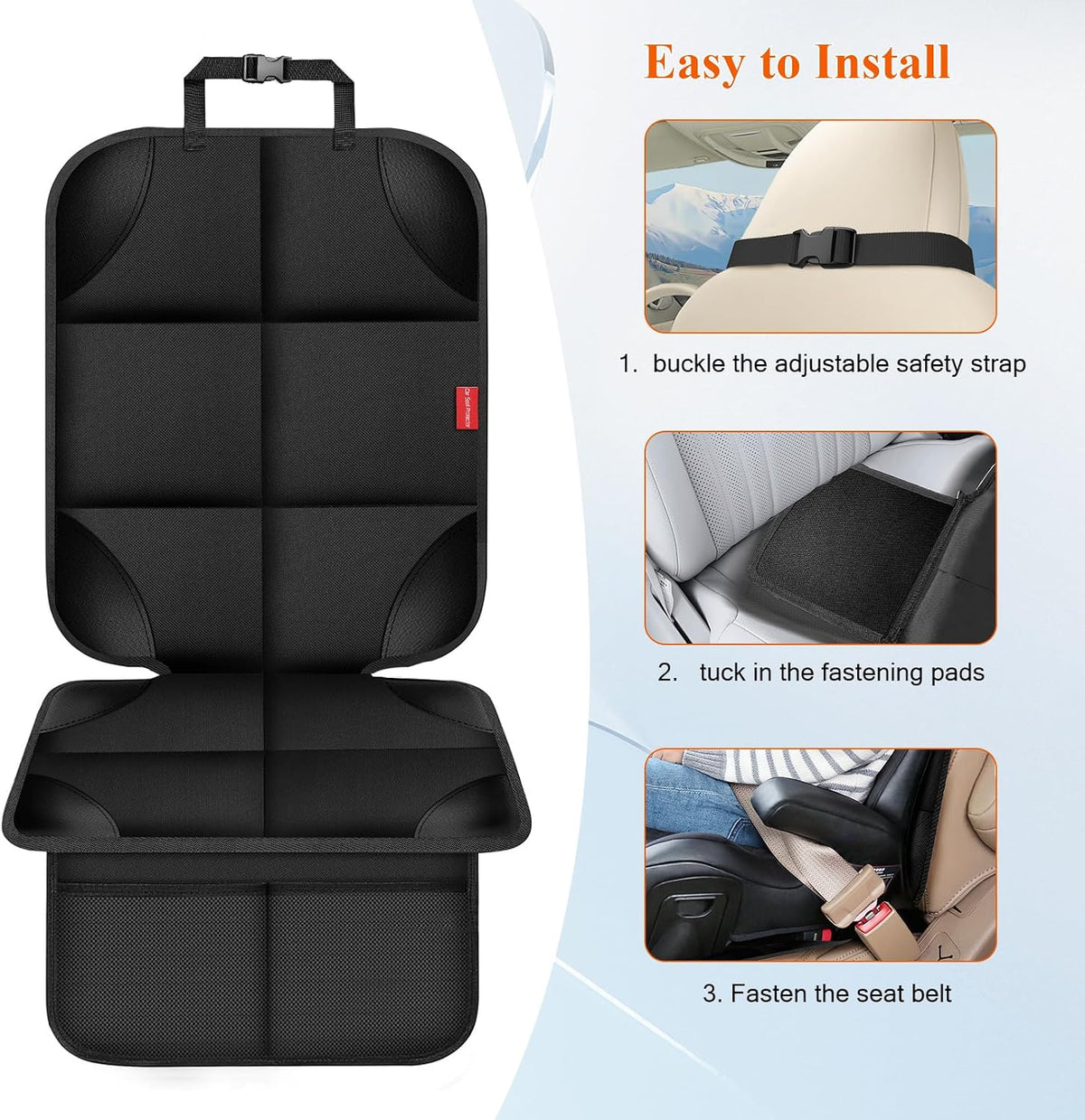 OCCKAI Car Seat Protector 600D Oxford with Storage Pockets