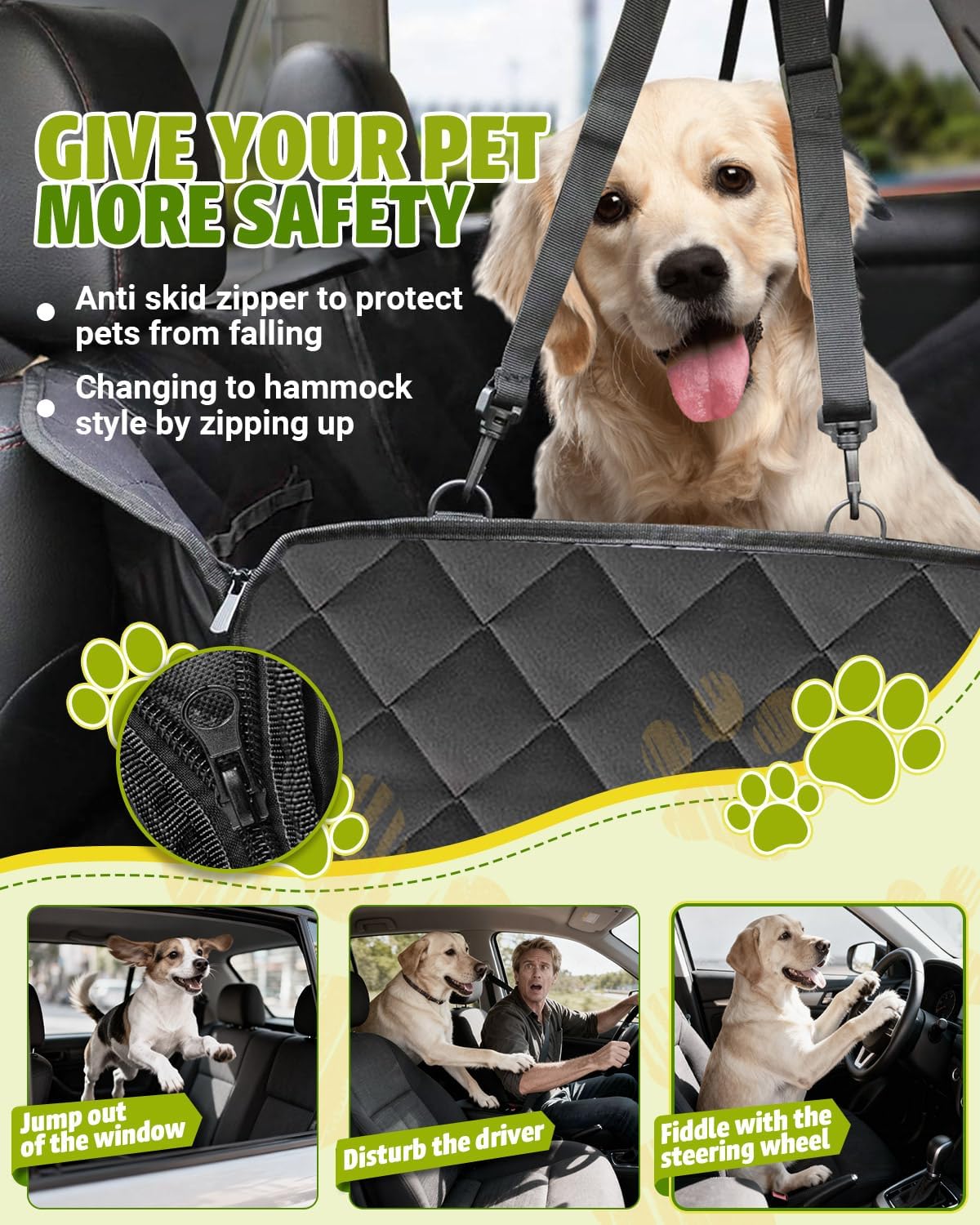 Victoper Dog Car Seat Cover 600D Waterproof Hammock