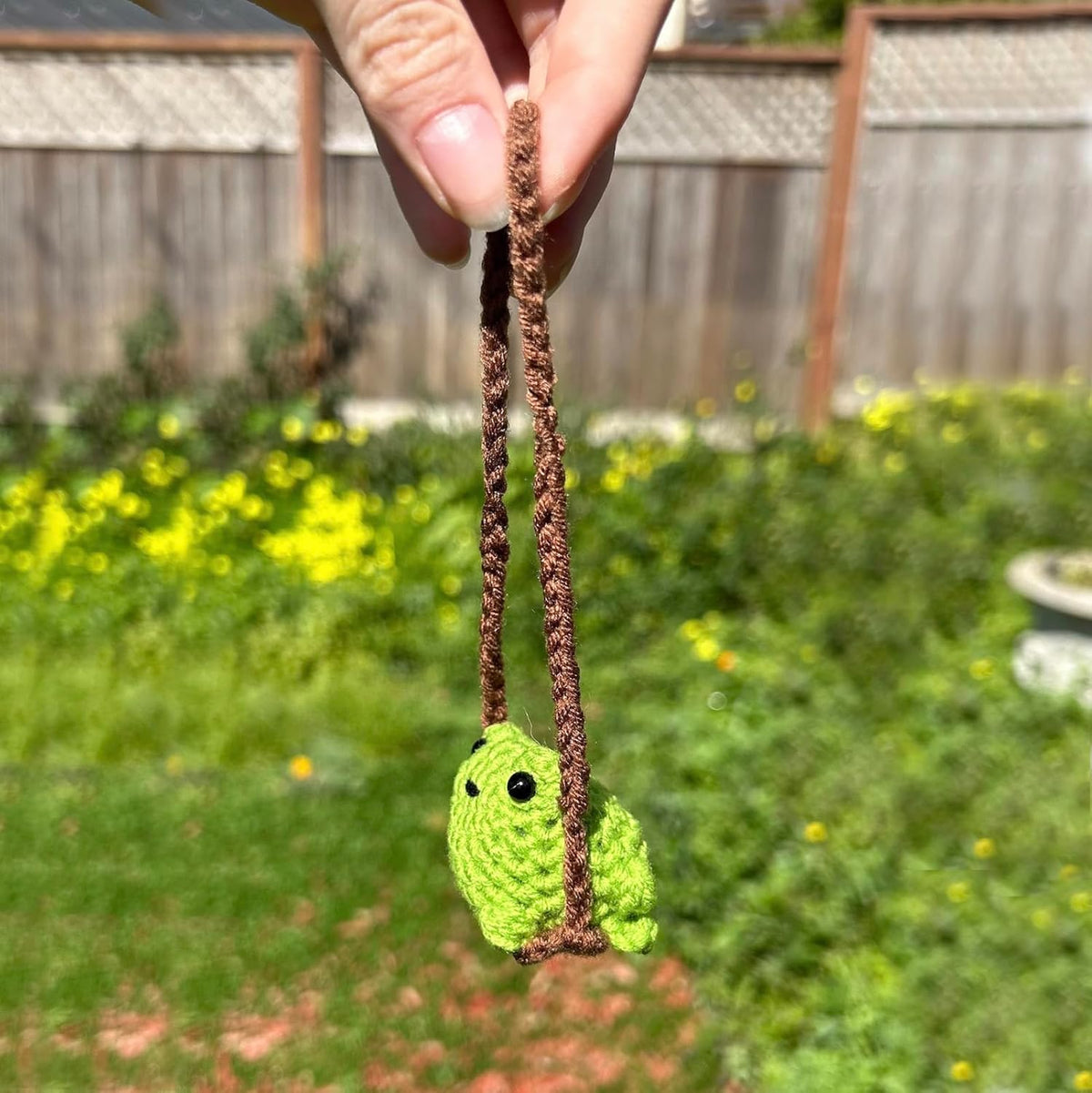 Crochet Frog Rear View Mirror Hanging Ornament