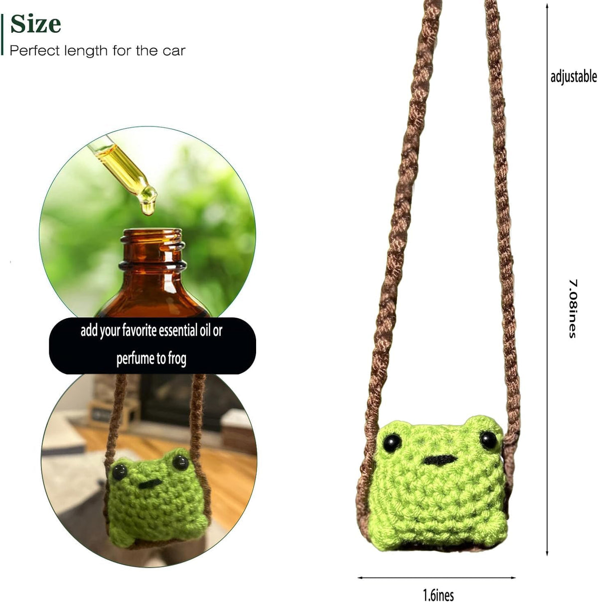 Crochet Frog Rear View Mirror Hanging Ornament