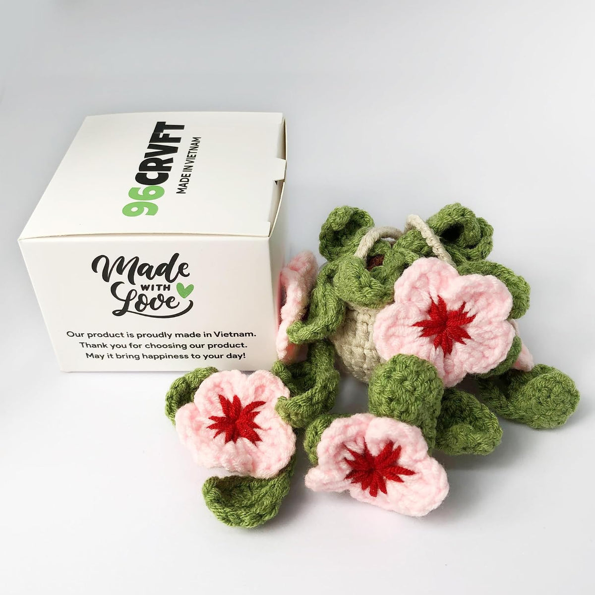 Handmade Crochet Cherry Blossom Rear View Mirror Hanging Ornament
