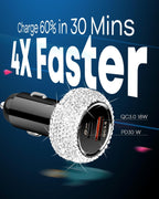 Bling Car Charger 48W Dual USB-C USB-A Fast Charging