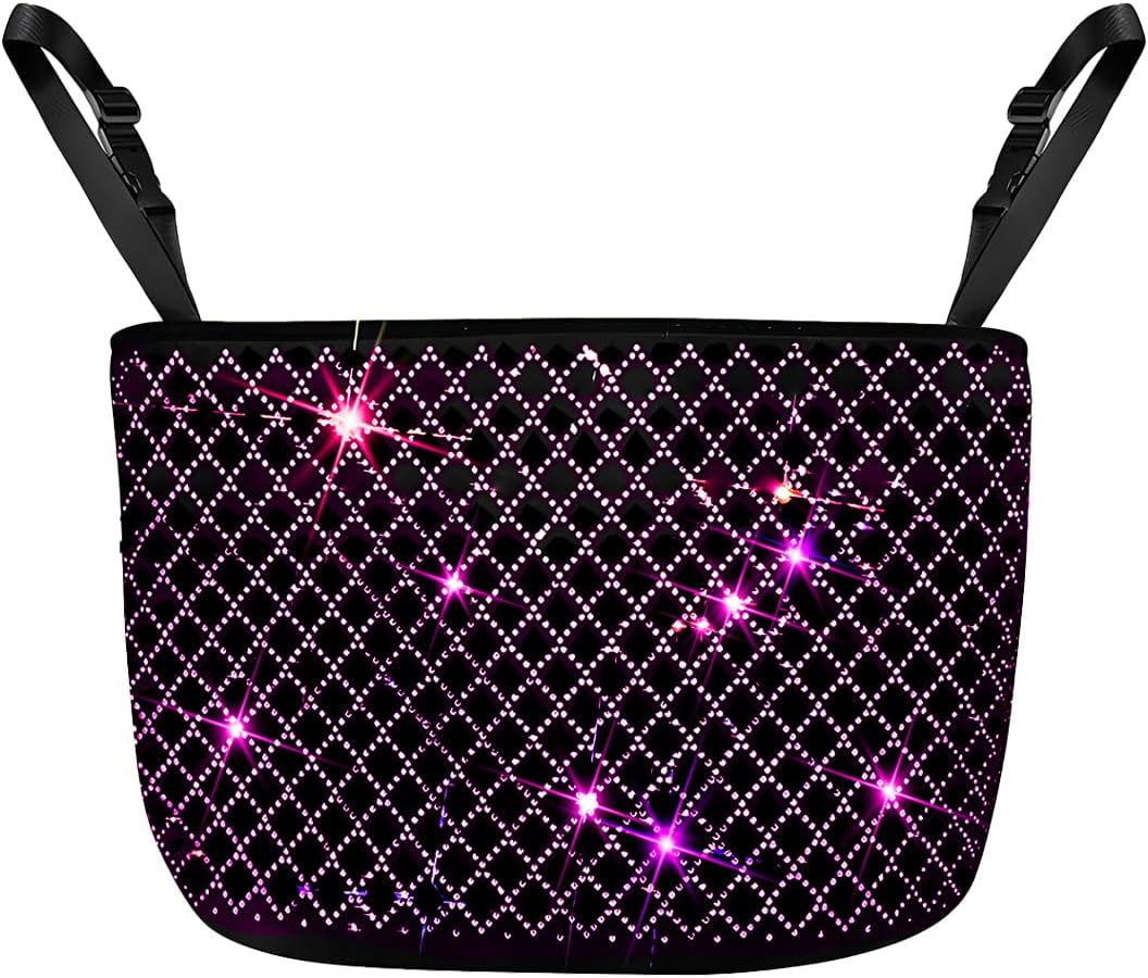 Rhinestone Car Net Pocket Handbag Holder Backseat Organizer