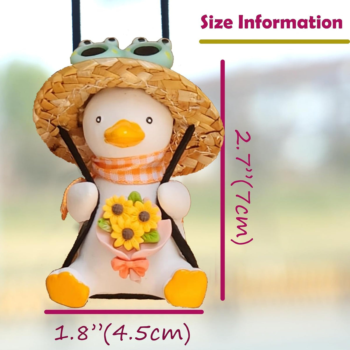 Swinging Duck Sunflower Rear View Mirror Hanging Ornament