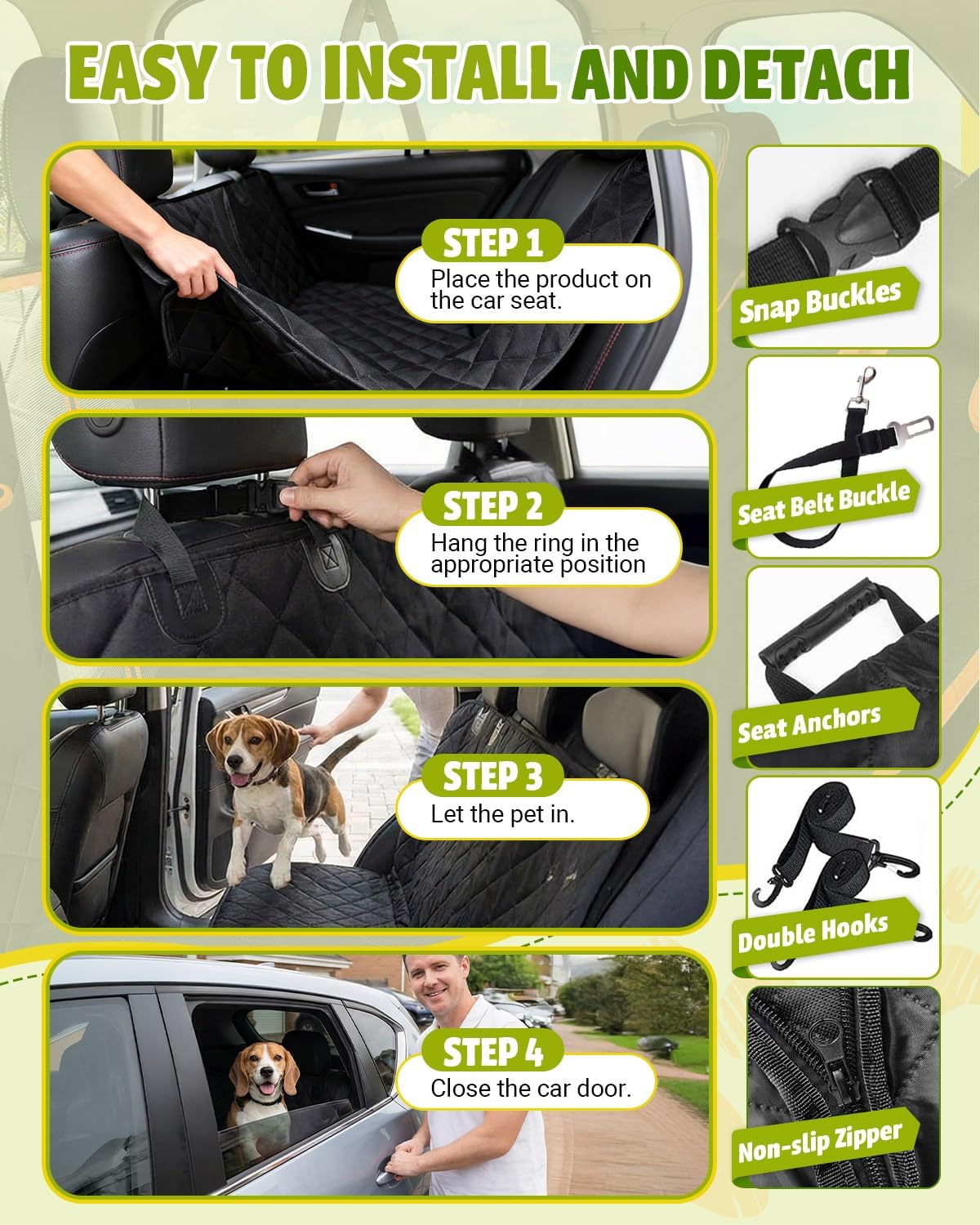 Victoper Dog Car Seat Cover 600D Waterproof Hammock