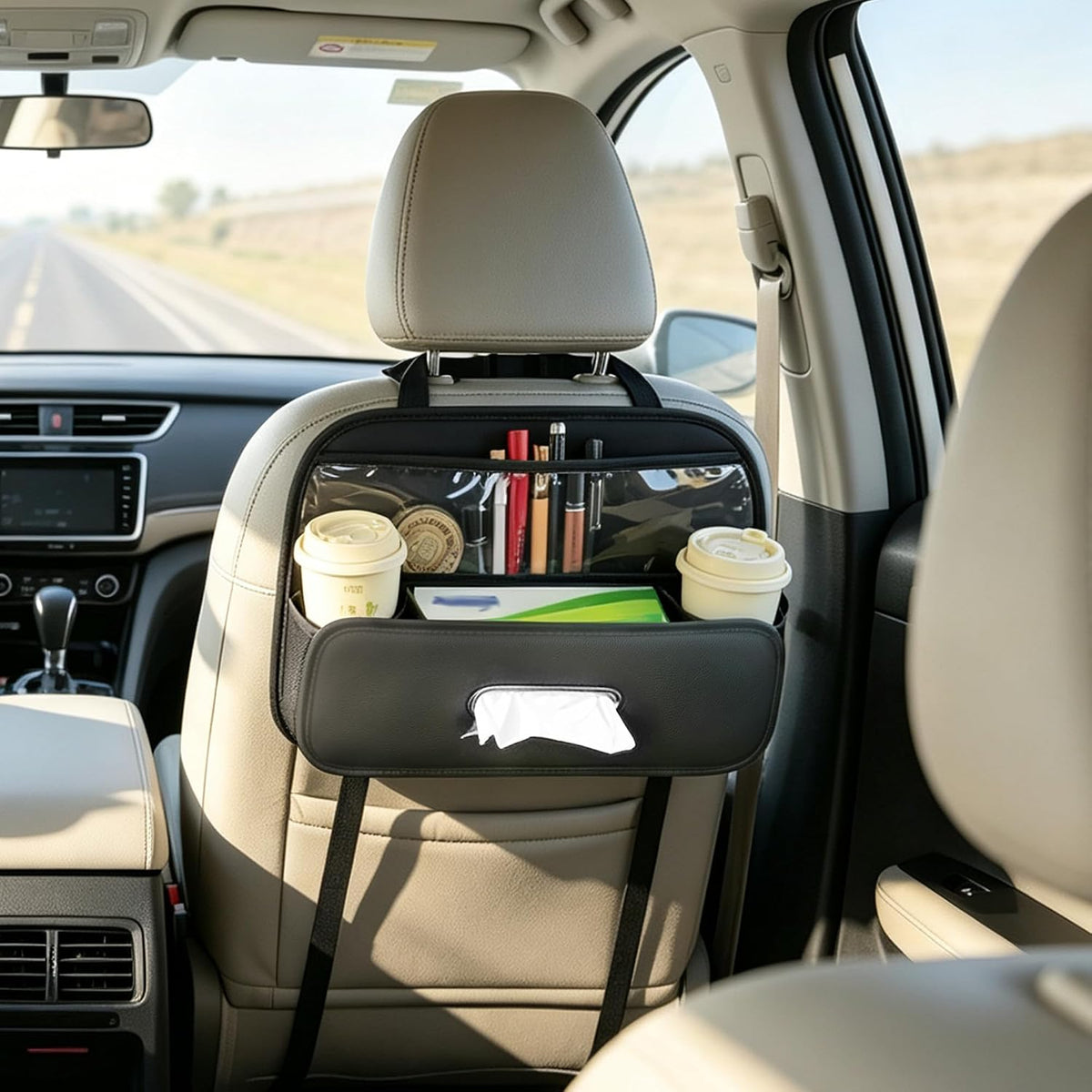 AntDiseno Car Back Seat Organizer with Cup Holder