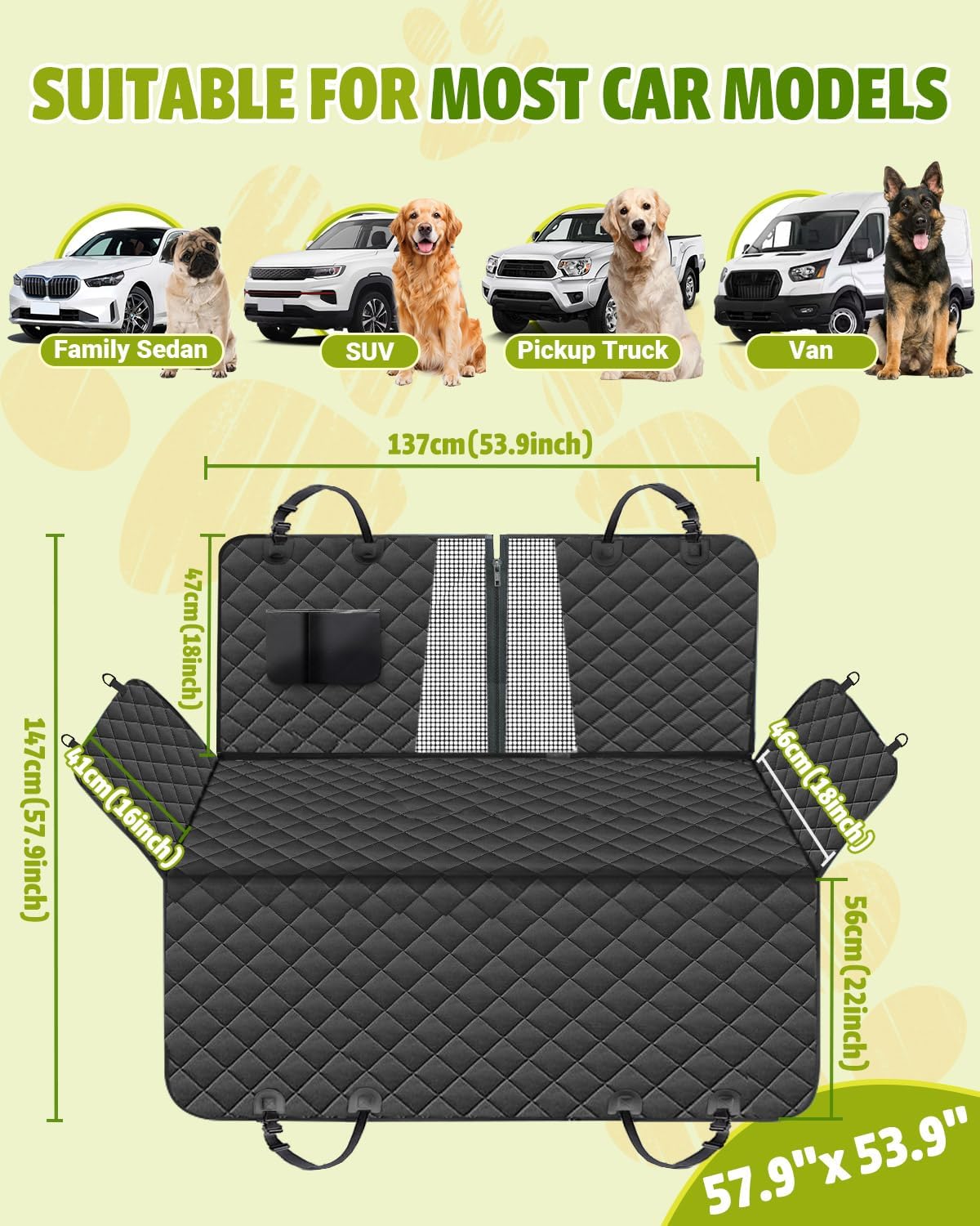 Victoper Dog Car Seat Cover 600D Waterproof Hammock