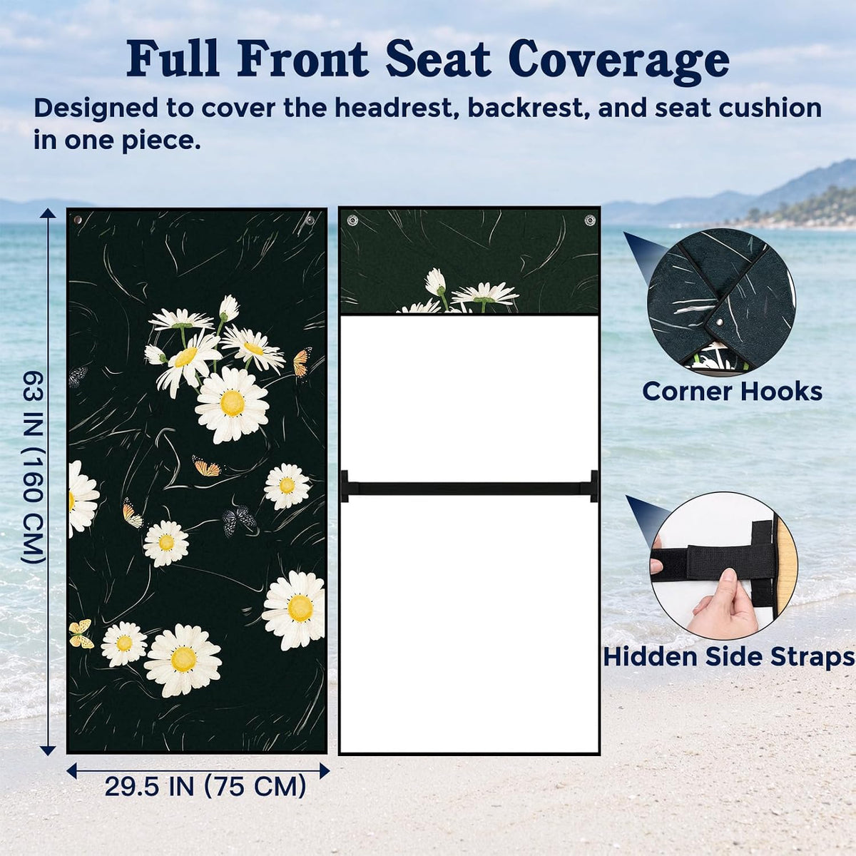 TESFEEL Chenille Car Seat Cover Towel 2-Pack