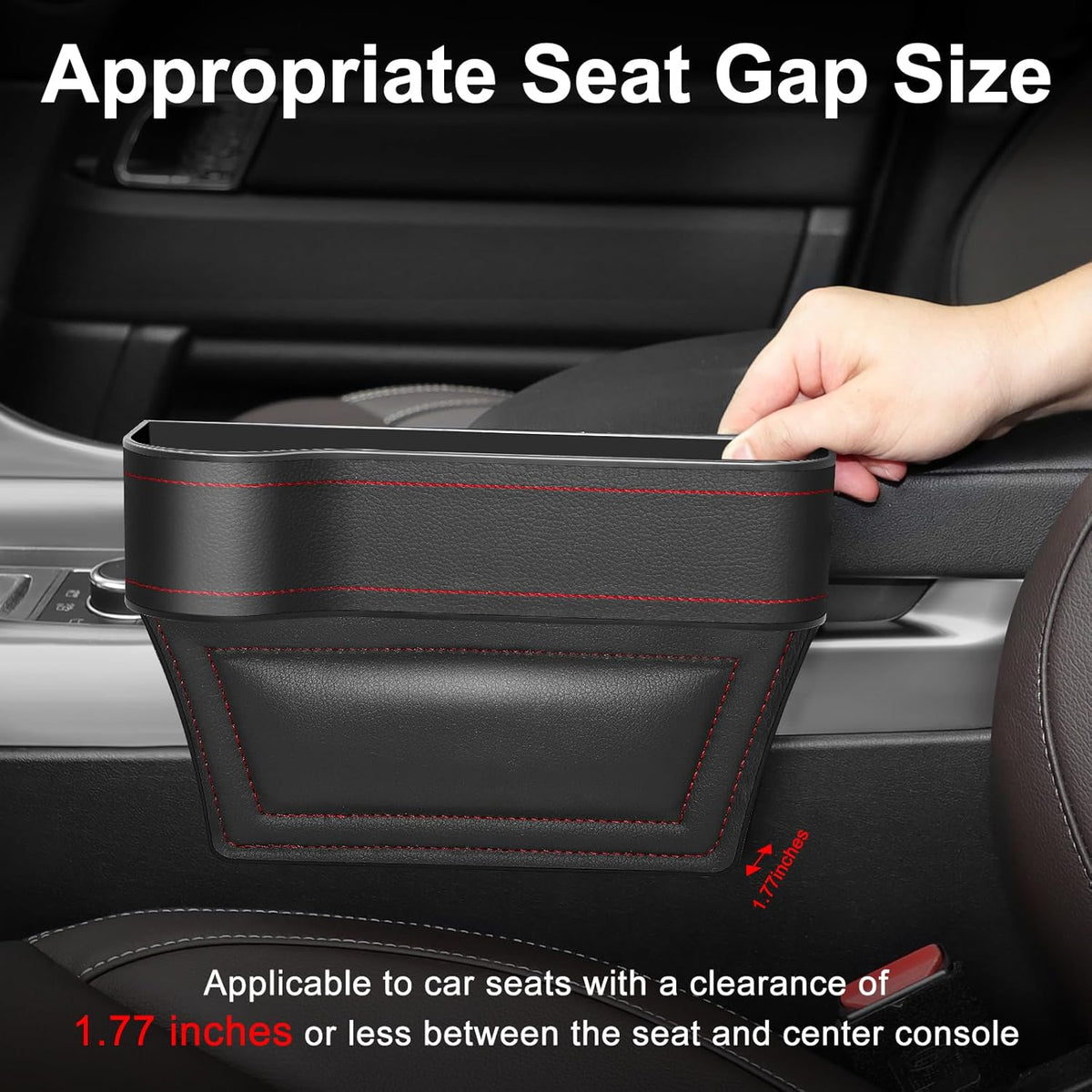 Car Seat Gap Filler Organizer, 2 Pack Multifunctional Car Seat Organizer, Auto Console Side Storage Box with Cup Holders 2 Seat Hooks for Drink, Car Organizer Front Seat for Holding Phone, Sunglasses