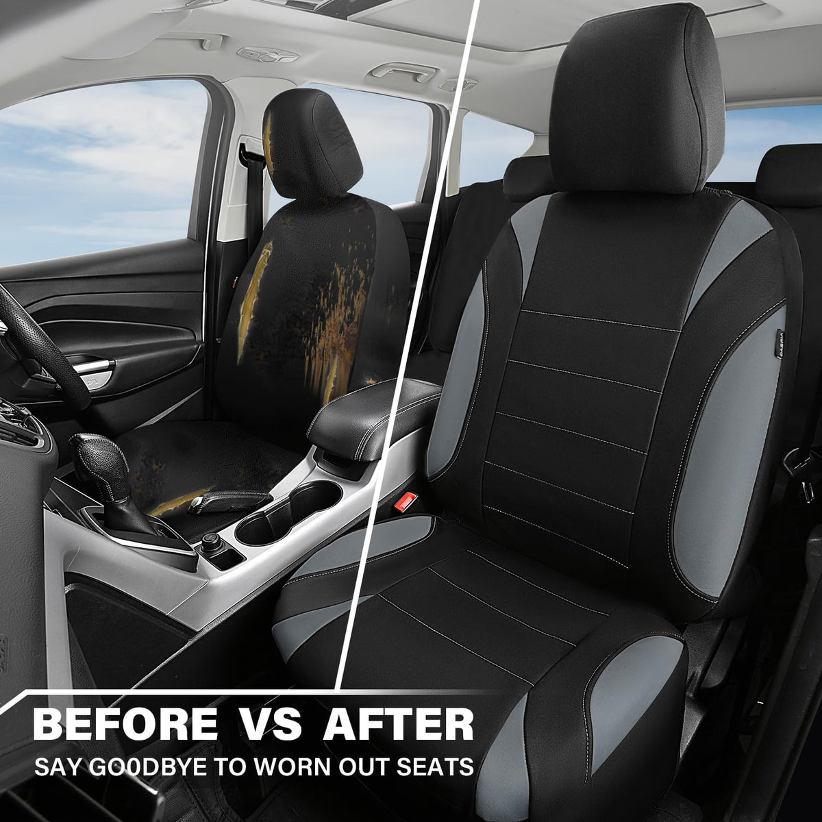CAR PASS Waterproof Car Seat Covers Front Seats with Headrest Cover