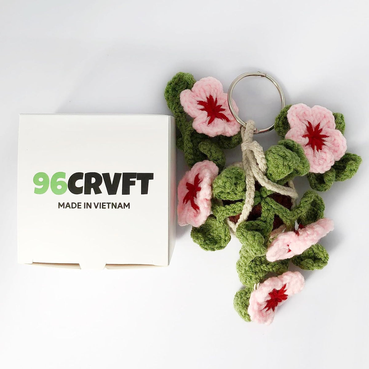 Handmade Crochet Cherry Blossom Rear View Mirror Hanging Ornament