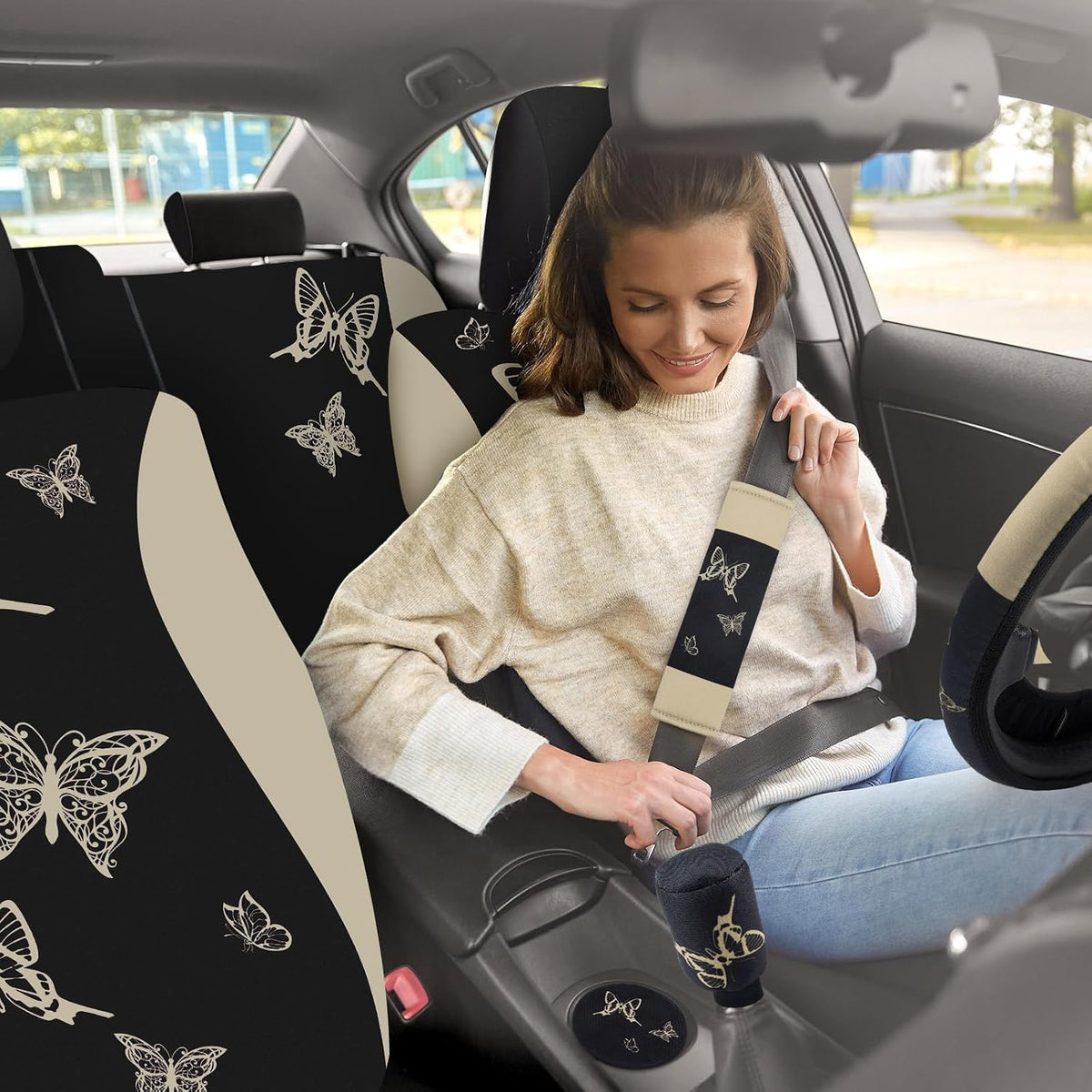 BBTO 43 Pcs Butterfly Car Seat Cover Set Women SUV