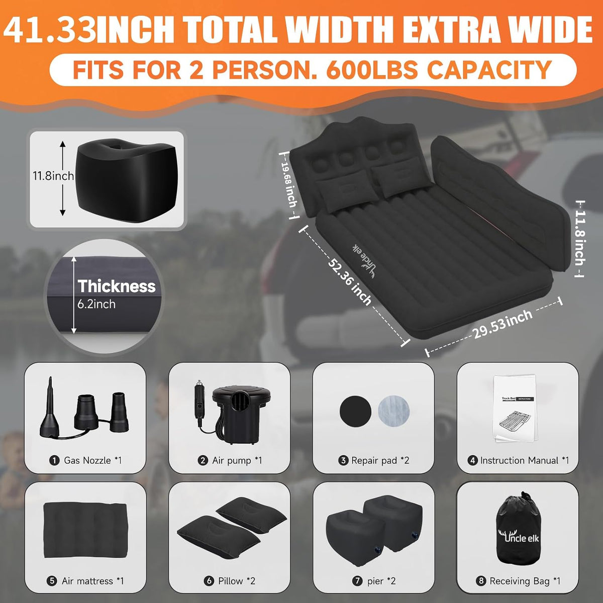 Inflatable Car Air Mattress Bed for SUV Sedan with Pump