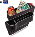 Car Seat Gap Filler Organizer, 2 Pack Multifunctional Car Seat Organizer, Auto Console Side Storage Box with Cup Holders 2 Seat Hooks for Drink, Car Organizer Front Seat for Holding Phone, Sunglasses