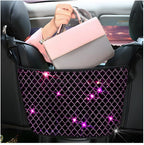 Rhinestone Car Net Pocket Handbag Holder Backseat Organizer