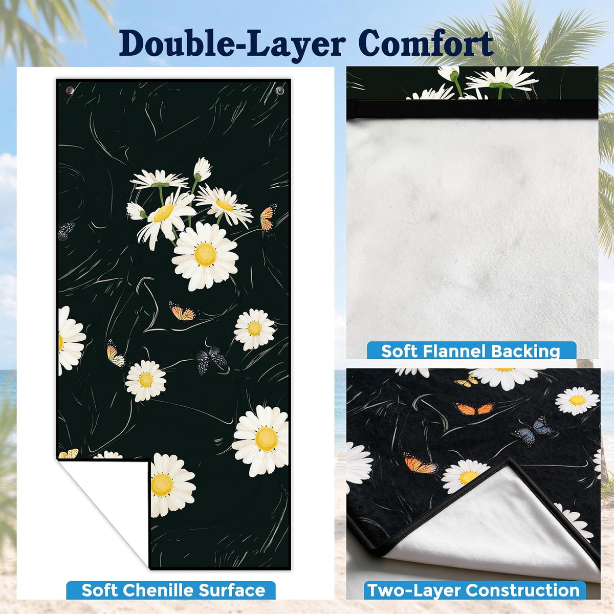 TESFEEL Chenille Car Seat Cover Towel 2-Pack