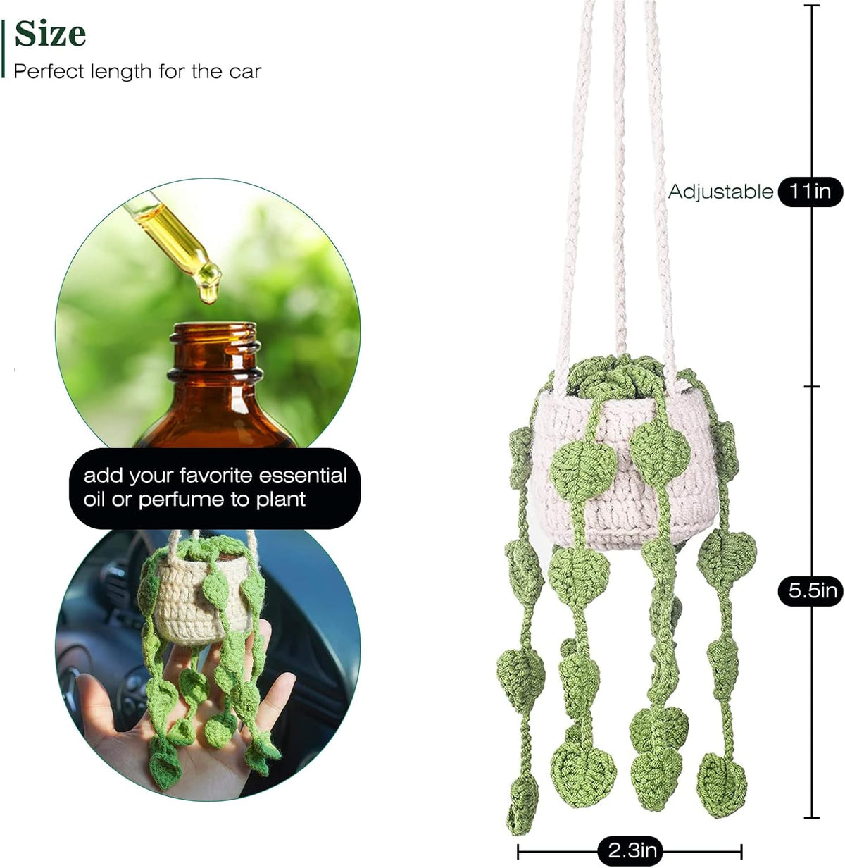 Crochet Plant Car Rear View Mirror Hanging Ornament