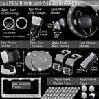 27 PCs Bling Car Accessories Set for Women