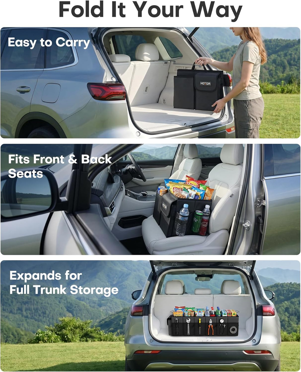 HOTOR Trunk Organizer Sturdy Foldable with Cooler