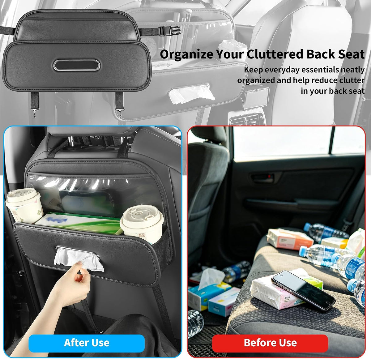 AntDiseno Car Back Seat Organizer with Cup Holder