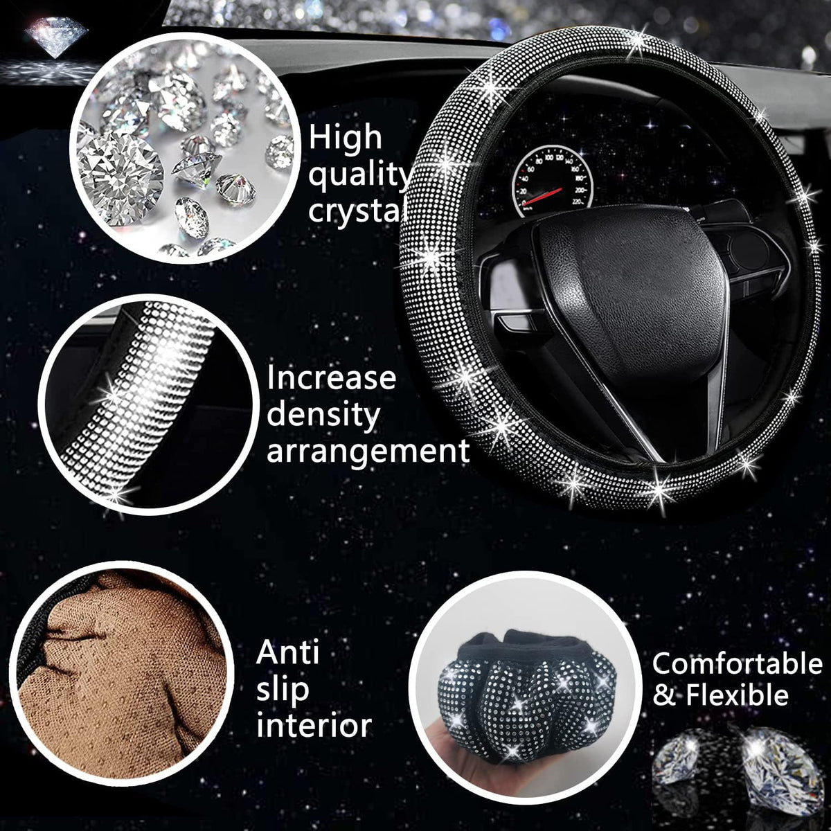 27 PCs Bling Car Accessories Set for Women