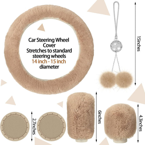Fulmoon 17 Pcs Fluffy Car Seat Cover Full Set