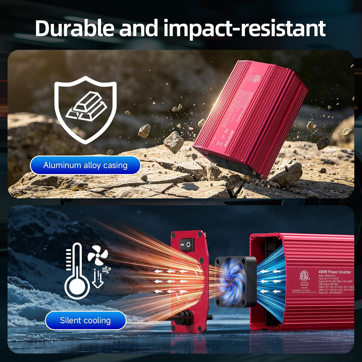 BESTEK 400W Car Power Inverter 12V to 110V