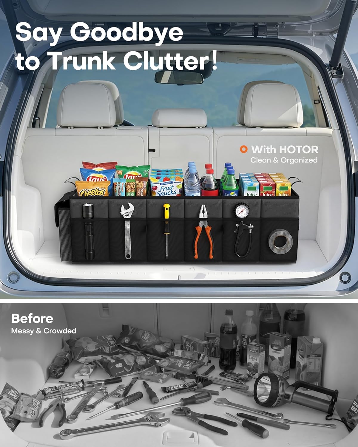 HOTOR Trunk Organizer Sturdy Foldable with Cooler