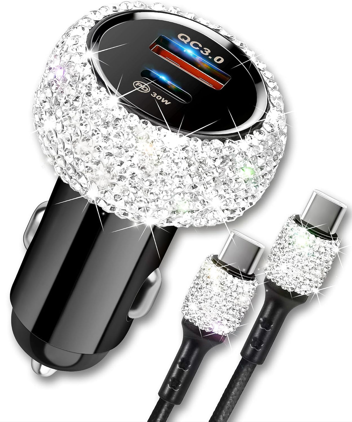 Bling Car Charger 48W Dual USB-C USB-A Fast Charging