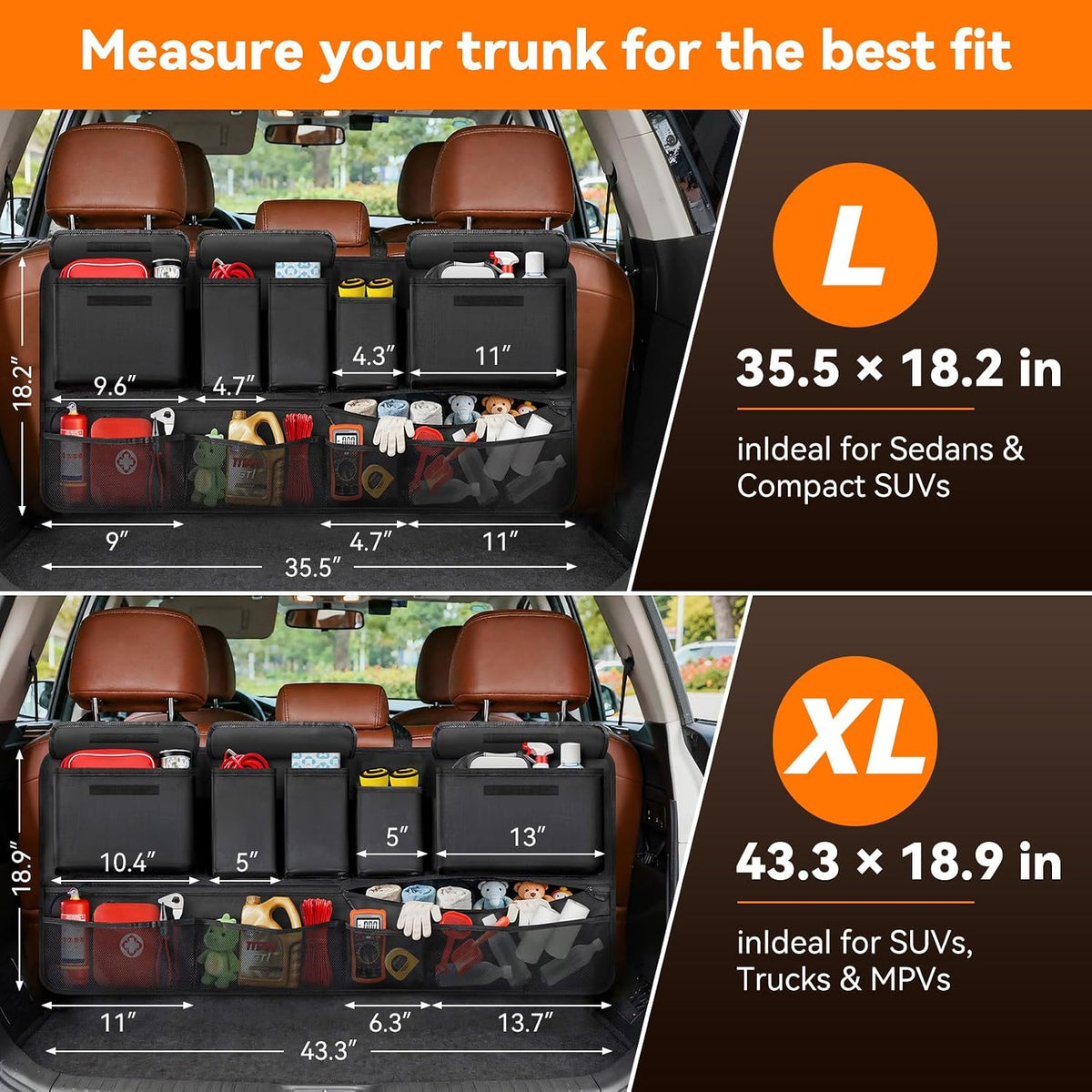 Rhino Valley Car Trunk Organizer Backseat Hanging Storage