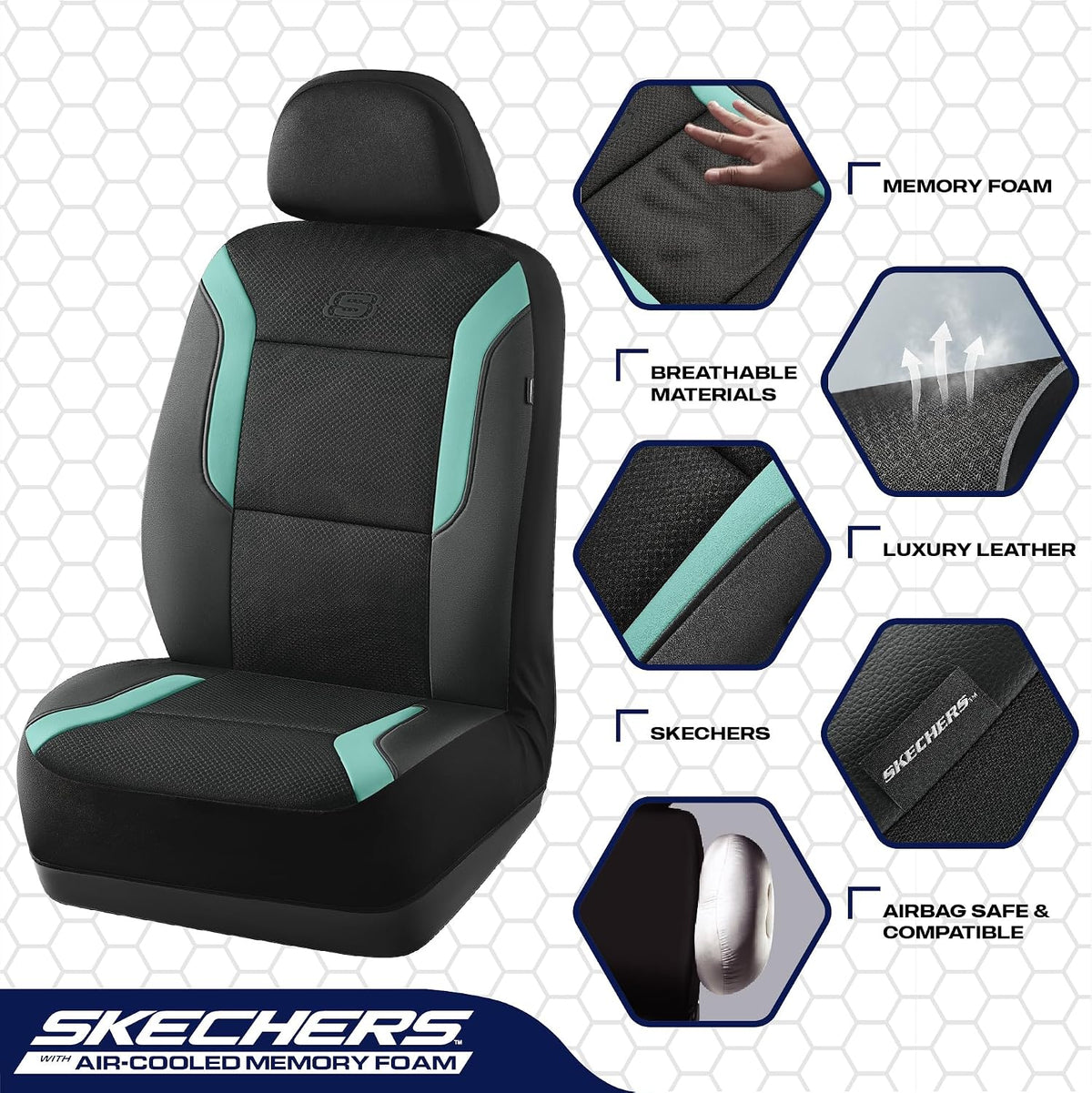 Skechers Memory Foam Car Seat Covers Air Cool Mesh