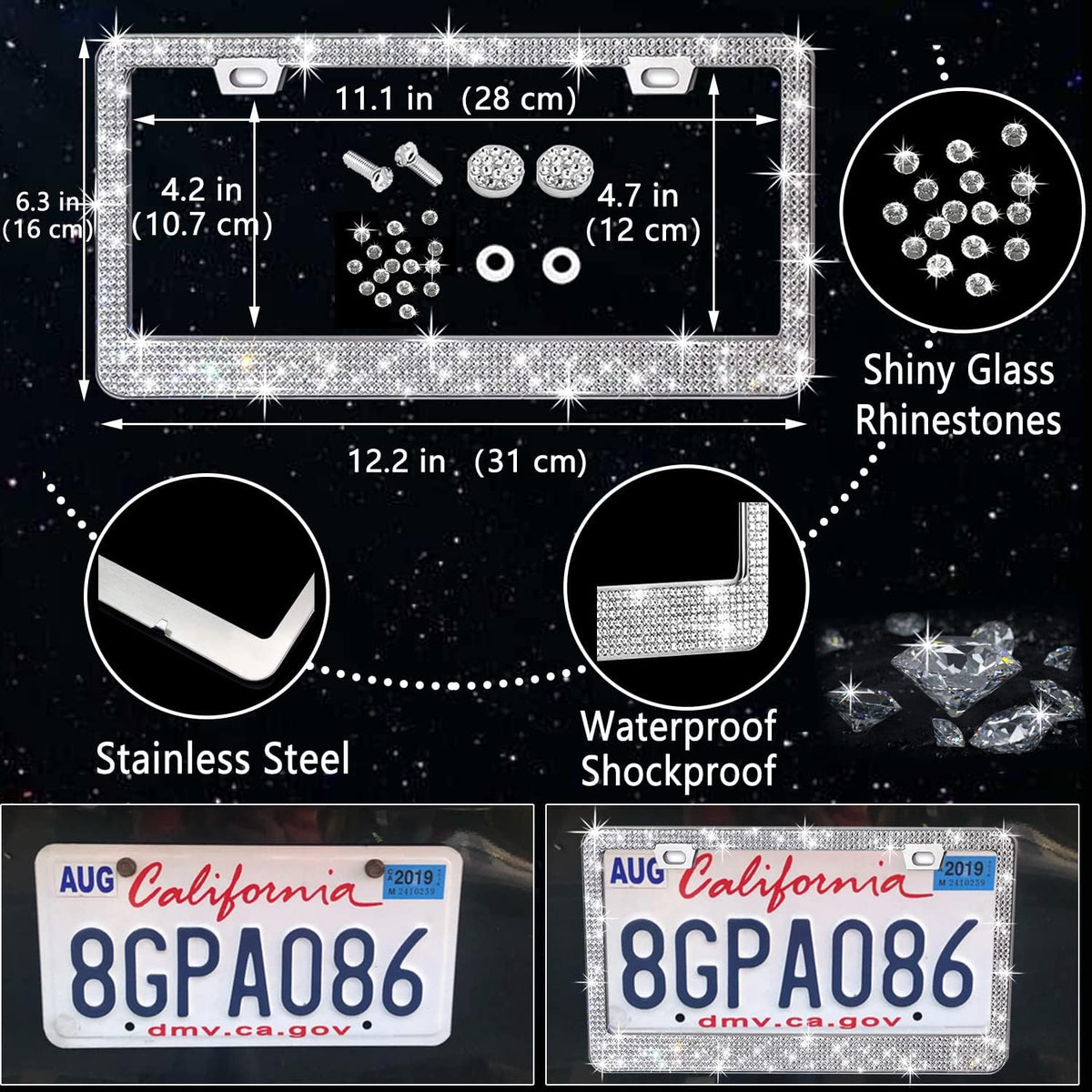 27 PCs Bling Car Accessories Set for Women