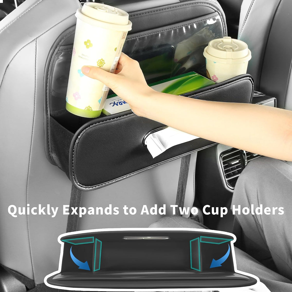 AntDiseno Car Back Seat Organizer with Cup Holder