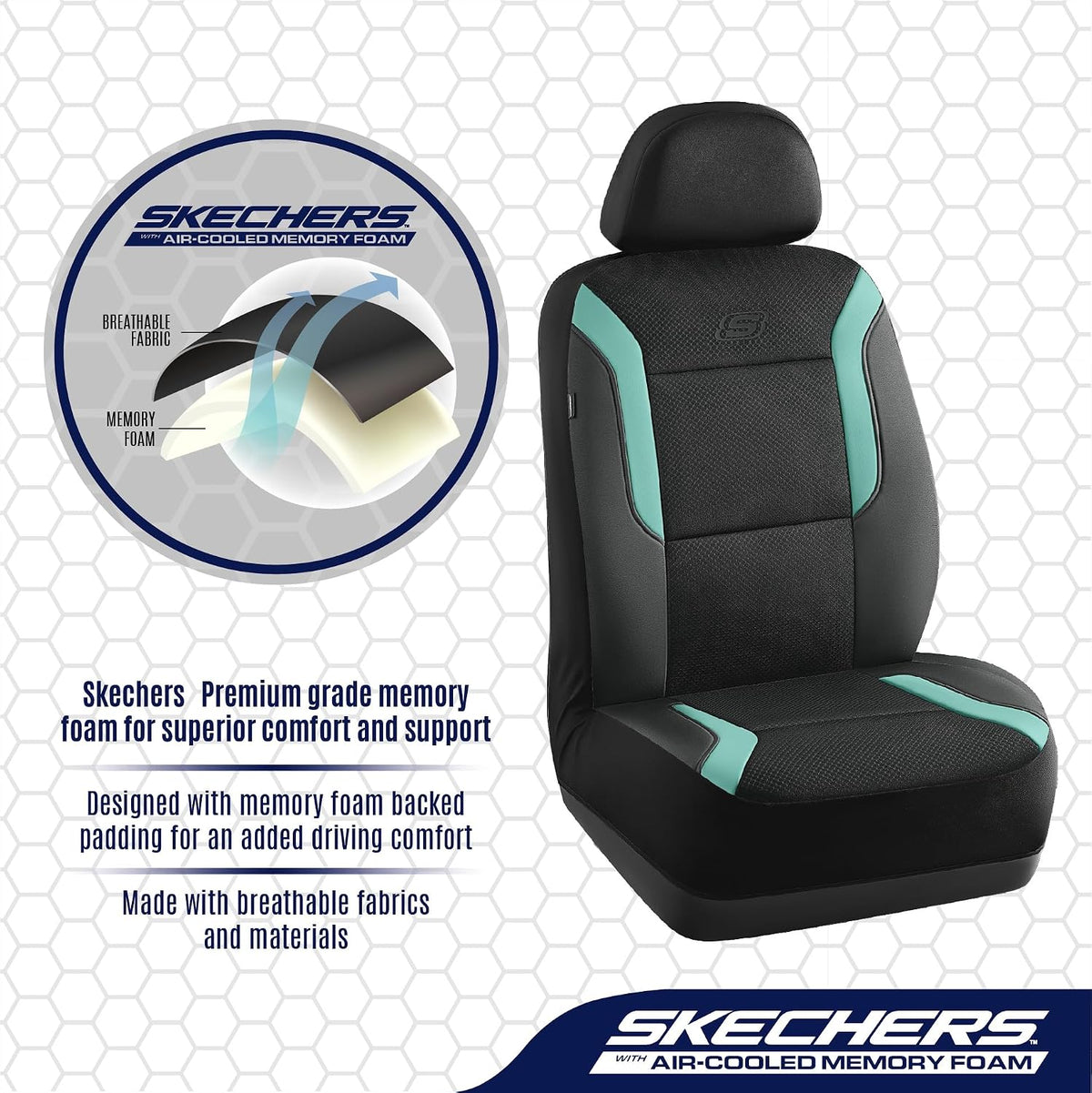 Skechers Memory Foam Car Seat Covers Air Cool Mesh