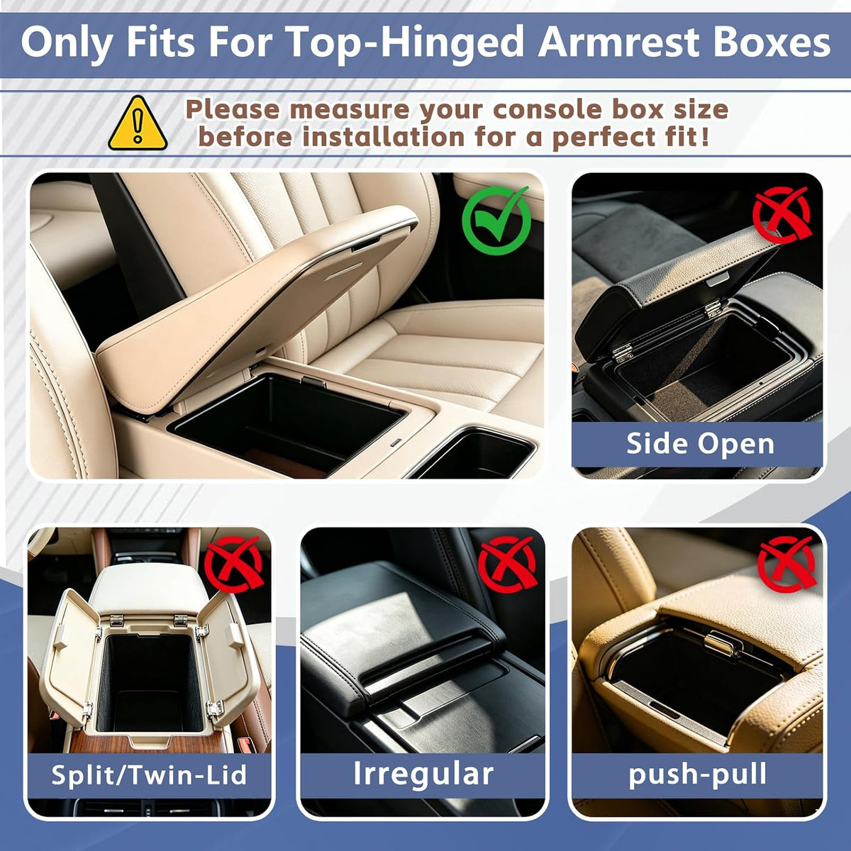 5-in-1 Center Console Cover Organizer with Cup Holder and Tissue Box