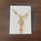 Steering Wheel Rosary Charm with Virgin Mary and Cross