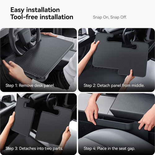 2-in-1 Car Steering Wheel Desk Tray & Seat Gap Filler Organizer Carbon Fiber Look