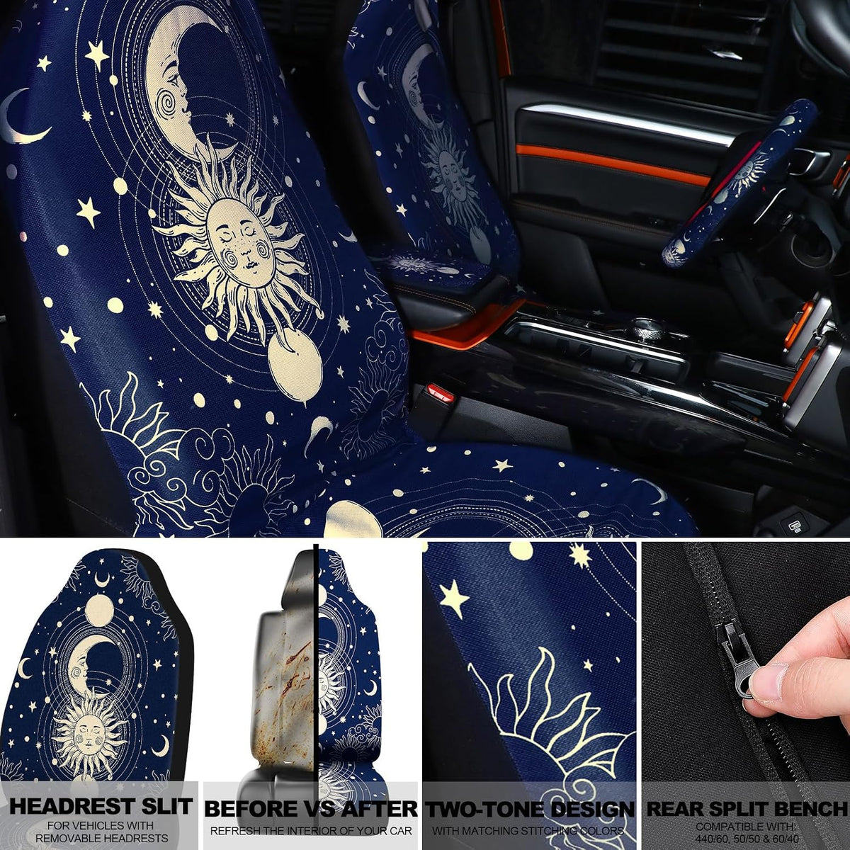 Estune 19 Pcs Car Seat Covers Full Set SUV
